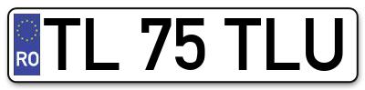 Placuta inmatriculare numar auto  TL-75-TLU, TL 75 TLU, TL75TLU