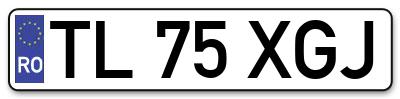Placuta inmatriculare numar auto  TL-75-XGJ, TL 75 XGJ, TL75XGJ