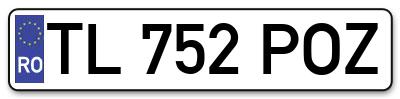 Placuta inmatriculare numar auto  TL-752-POZ, TL 752 POZ, TL752POZ
