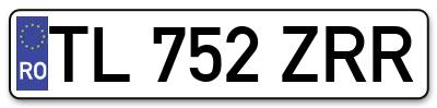 Placuta inmatriculare numar auto  TL-752-ZRR, TL 752 ZRR, TL752ZRR