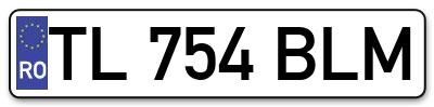Placuta inmatriculare numar auto  TL-754-BLM, TL 754 BLM, TL754BLM