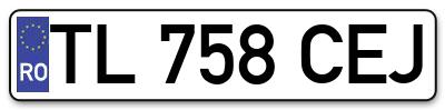 Placuta inmatriculare numar auto  TL-758-CEJ, TL 758 CEJ, TL758CEJ