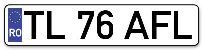 Placuta inmatriculare numar auto  TL-76-AFL, TL 76 AFL, TL76AFL