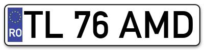 Placuta inmatriculare numar auto  TL-76-AMD, TL 76 AMD, TL76AMD