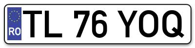 Placuta inmatriculare numar auto  TL-76-YOQ, TL 76 YOQ, TL76YOQ