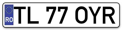 Placuta inmatriculare numar auto  TL-77-OYR, TL 77 OYR, TL77OYR