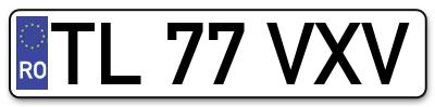 Placuta inmatriculare numar auto  TL-77-VXV, TL 77 VXV, TL77VXV