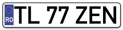 Placuta inmatriculare numar auto  TL-77-ZEN, TL 77 ZEN, TL77ZEN