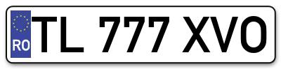 Placuta inmatriculare numar auto  TL-777-XVO, TL 777 XVO, TL777XVO