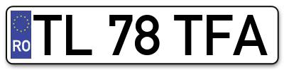 Placuta inmatriculare numar auto  TL-78-TFA, TL 78 TFA, TL78TFA