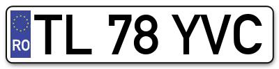 Placuta inmatriculare numar auto  TL-78-YVC, TL 78 YVC, TL78YVC