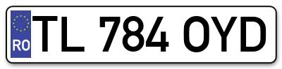 Placuta inmatriculare numar auto  TL-784-OYD, TL 784 OYD, TL784OYD