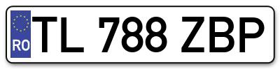 Placuta inmatriculare numar auto  TL-788-ZBP, TL 788 ZBP, TL788ZBP