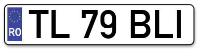 Placuta inmatriculare numar auto  TL-79-BLI, TL 79 BLI, TL79BLI