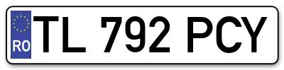 Placuta inmatriculare numar auto  TL-792-PCY, TL 792 PCY, TL792PCY