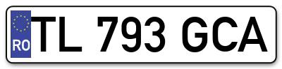 Placuta inmatriculare numar auto  TL-793-GCA, TL 793 GCA, TL793GCA