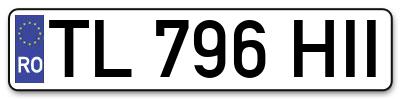 Placuta inmatriculare numar auto  TL-796-HII, TL 796 HII, TL796HII