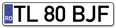 Placuta inmatriculare numar auto  TL-80-BJF, TL 80 BJF, TL80BJF