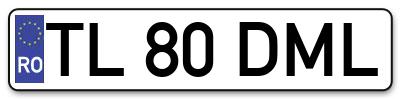 Placuta inmatriculare numar auto  TL-80-DML, TL 80 DML, TL80DML
