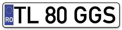 Placuta inmatriculare numar auto  TL-80-GGS, TL 80 GGS, TL80GGS