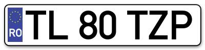 Placuta inmatriculare numar auto  TL-80-TZP, TL 80 TZP, TL80TZP