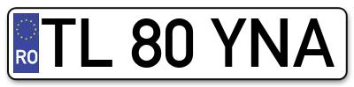 Placuta inmatriculare numar auto  TL-80-YNA, TL 80 YNA, TL80YNA