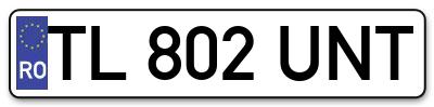 Placuta inmatriculare numar auto  TL-802-UNT, TL 802 UNT, TL802UNT
