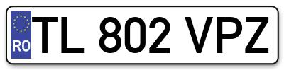 Placuta inmatriculare numar auto  TL-802-VPZ, TL 802 VPZ, TL802VPZ