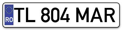 Placuta inmatriculare numar auto  TL-804-MAR, TL 804 MAR, TL804MAR