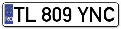 Placuta inmatriculare numar auto  TL-809-YNC, TL 809 YNC, TL809YNC