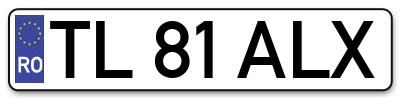 Placuta inmatriculare numar auto  TL-81-ALX, TL 81 ALX, TL81ALX
