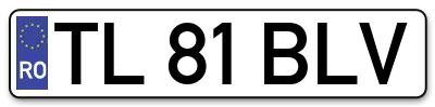Placuta inmatriculare numar auto  TL-81-BLV, TL 81 BLV, TL81BLV