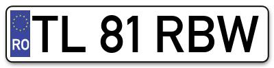 Placuta inmatriculare numar auto  TL-81-RBW, TL 81 RBW, TL81RBW
