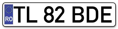 Placuta inmatriculare numar auto  TL-82-BDE, TL 82 BDE, TL82BDE