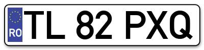 Placuta inmatriculare numar auto  TL-82-PXQ, TL 82 PXQ, TL82PXQ