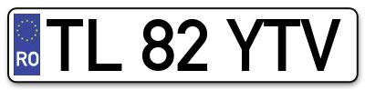 Placuta inmatriculare numar auto  TL-82-YTV, TL 82 YTV, TL82YTV