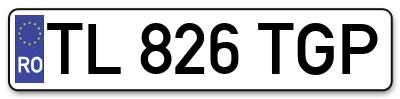 Placuta inmatriculare numar auto  TL-826-TGP, TL 826 TGP, TL826TGP