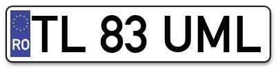 Placuta inmatriculare numar auto  TL-83-UML, TL 83 UML, TL83UML