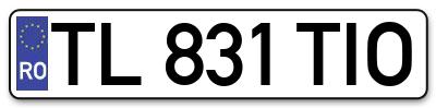Placuta inmatriculare numar auto  TL-831-TIO, TL 831 TIO, TL831TIO