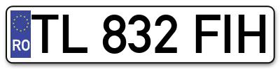 Placuta inmatriculare numar auto  TL-832-FIH, TL 832 FIH, TL832FIH