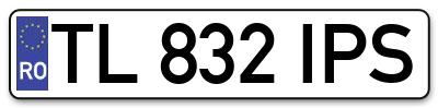 Placuta inmatriculare numar auto  TL-832-IPS, TL 832 IPS, TL832IPS