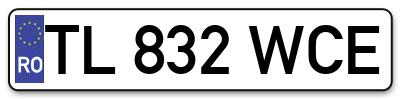 Placuta inmatriculare numar auto  TL-832-WCE, TL 832 WCE, TL832WCE