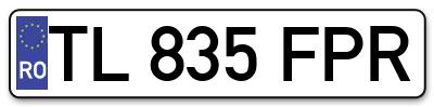 Placuta inmatriculare numar auto  TL-835-FPR, TL 835 FPR, TL835FPR