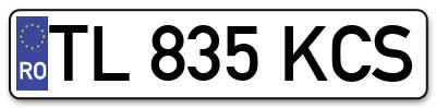 Placuta inmatriculare numar auto  TL-835-KCS, TL 835 KCS, TL835KCS