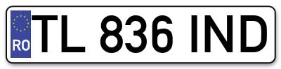 Placuta inmatriculare numar auto  TL-836-IND, TL 836 IND, TL836IND