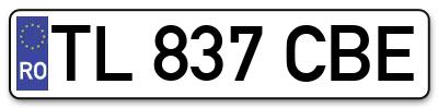 Placuta inmatriculare numar auto  TL-837-CBE, TL 837 CBE, TL837CBE