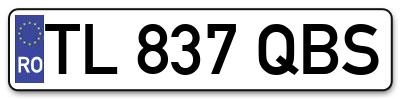 Placuta inmatriculare numar auto  TL-837-QBS, TL 837 QBS, TL837QBS