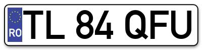 Placuta inmatriculare numar auto  TL-84-QFU, TL 84 QFU, TL84QFU