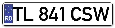 Placuta inmatriculare numar auto  TL-841-CSW, TL 841 CSW, TL841CSW