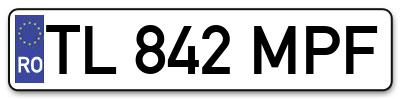 Placuta inmatriculare numar auto  TL-842-MPF, TL 842 MPF, TL842MPF